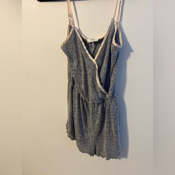 Out From Under x Urban Outfitters Grey Surplice Mini Romper Medium - Picture 5 of 10